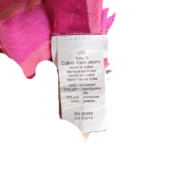 Calvin Klein Cotton Pink Burgundy Striped Tank Size Large - Picture 5 of 7